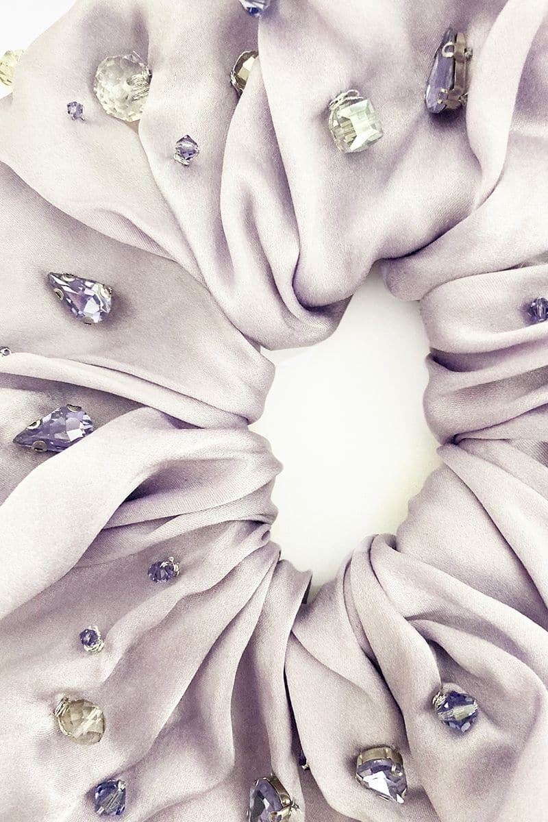 HARLOW EMBELLISHED OVERSIZED SILK SCRUNCHIE SET