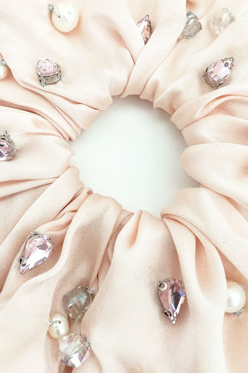 HARLOW EMBELLISHED OVERSIZED SILK SCRUNCHIE SET
