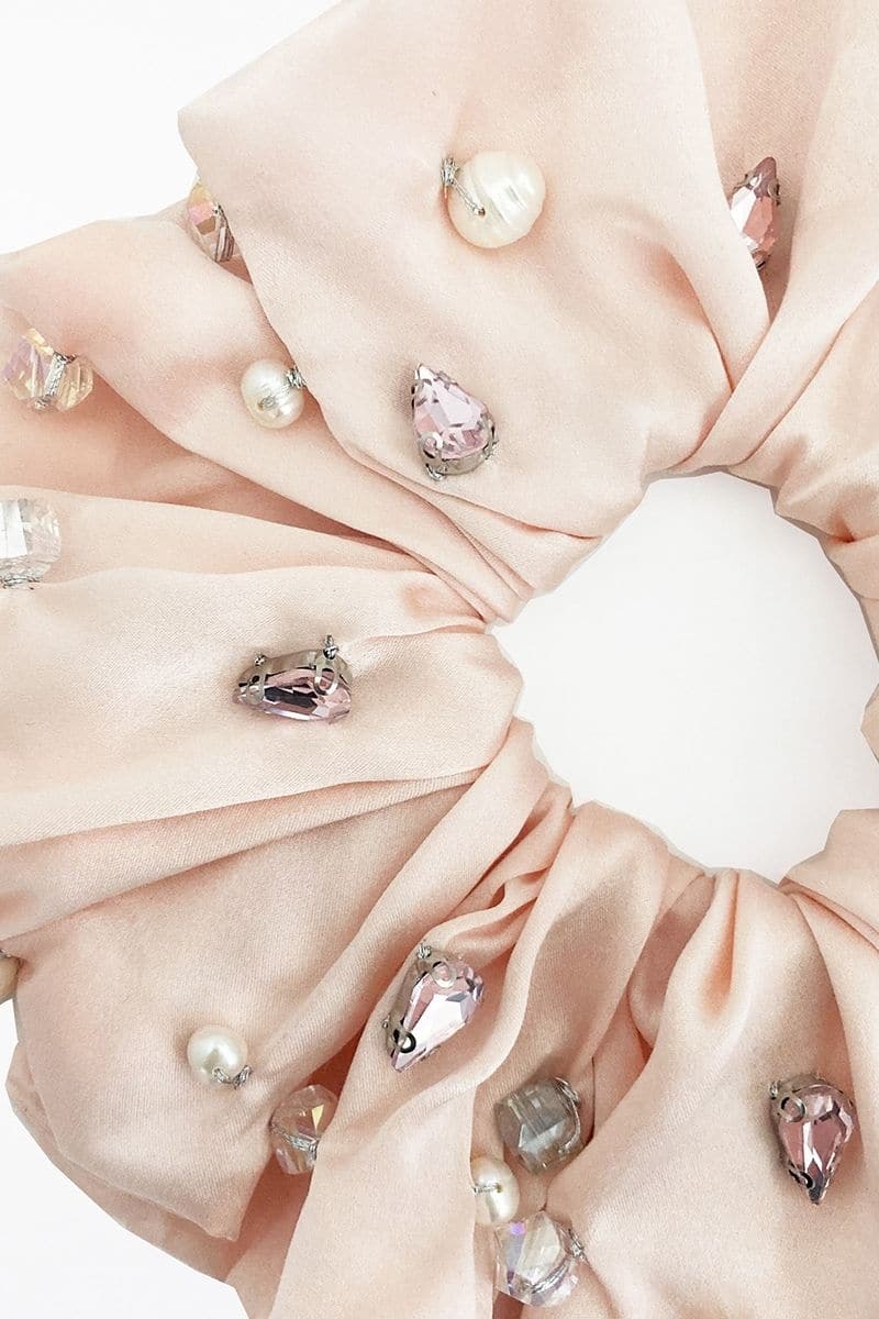 HARLOW EMBELLISHED OVERSIZED SILK SCRUNCHIE SET