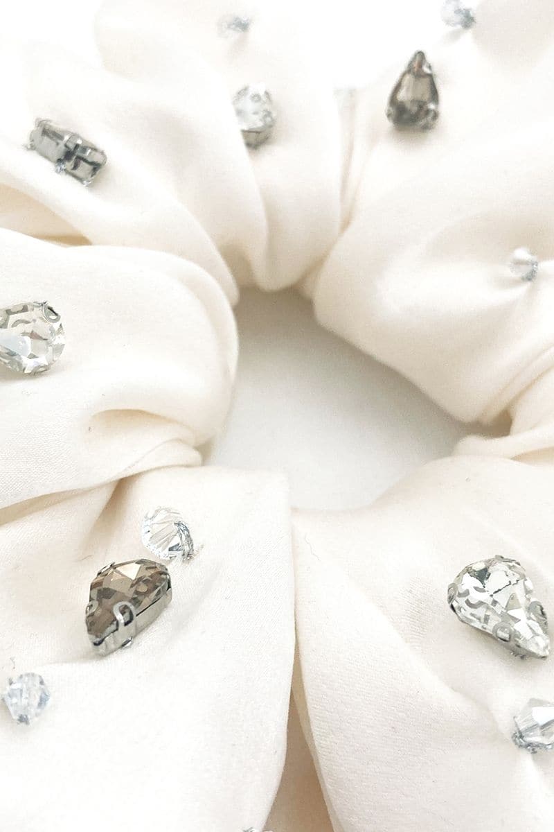 HARLOW EMBELLISHED OVERSIZED SILK SCRUNCHIE SET