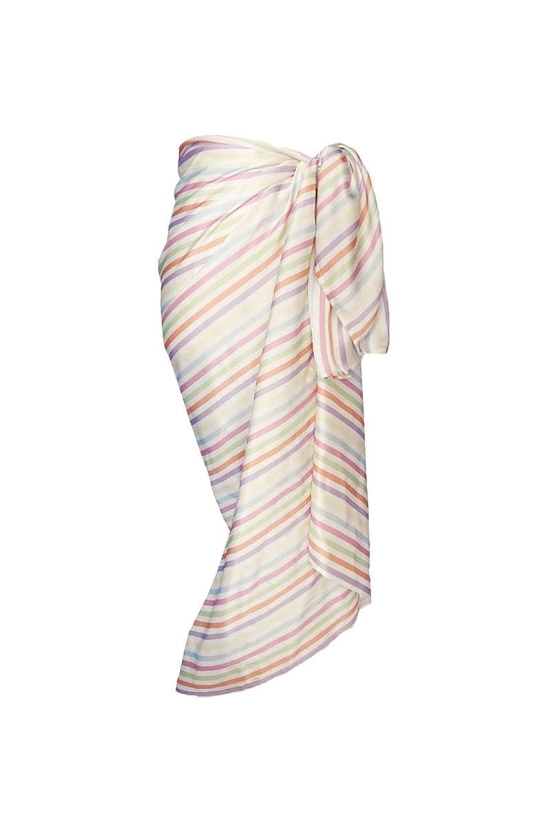 STRIPE CHARLOTTE SILK SQUARE SCARF AND ISLA SILK FRONT TIE PAREO SET