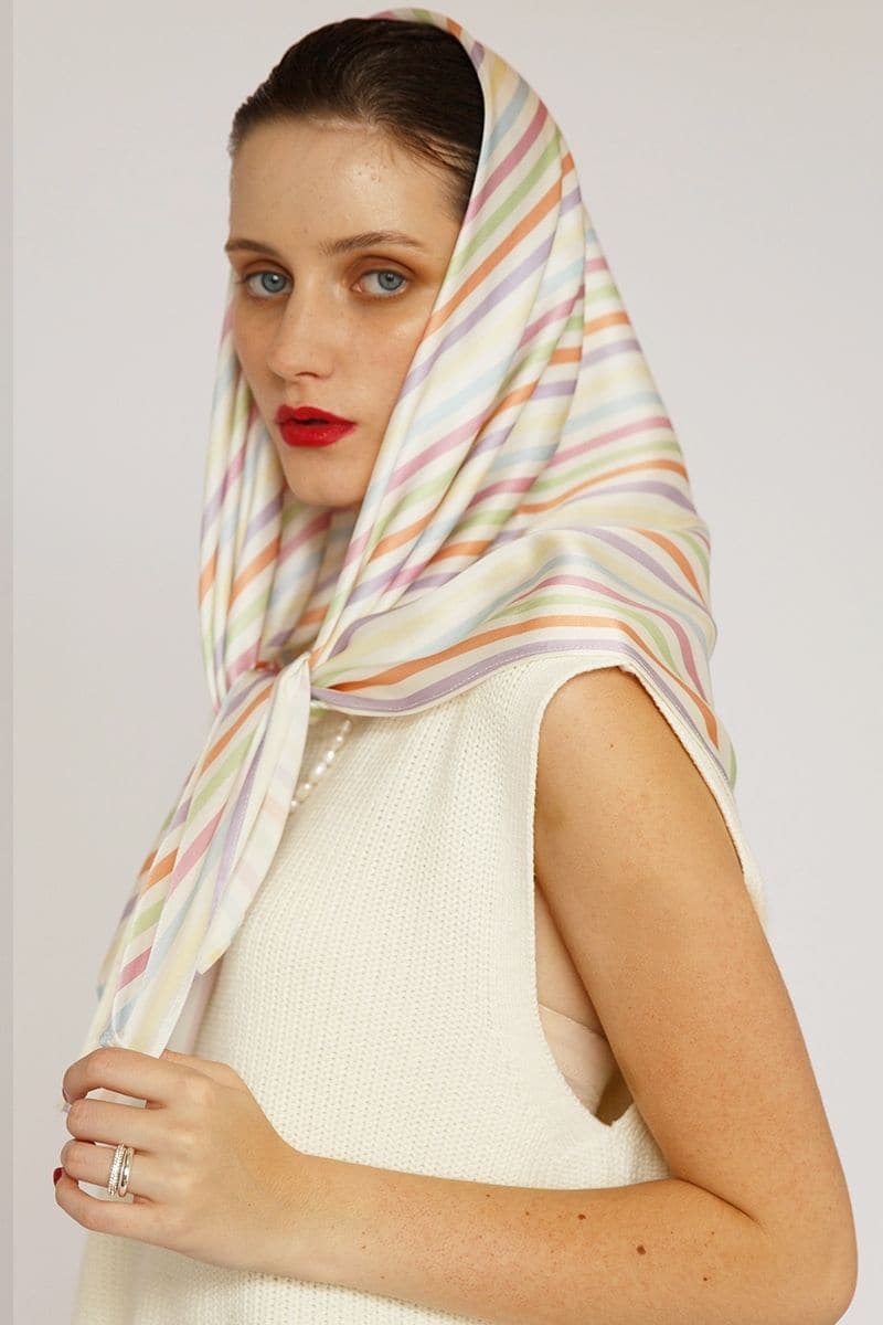 STRIPE CHARLOTTE SILK SQUARE SCARF AND ISLA SILK FRONT TIE PAREO SET