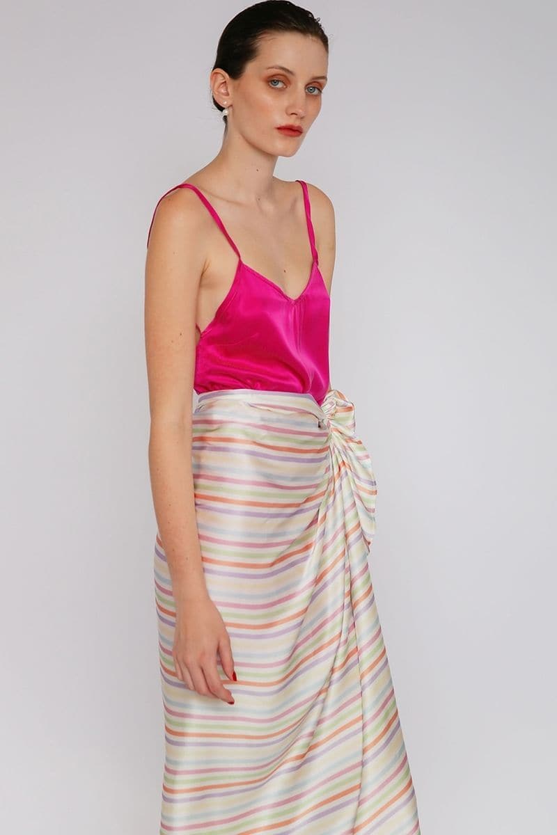 STRIPE CHARLOTTE SILK SQUARE SCARF AND ISLA SILK FRONT TIE PAREO SET