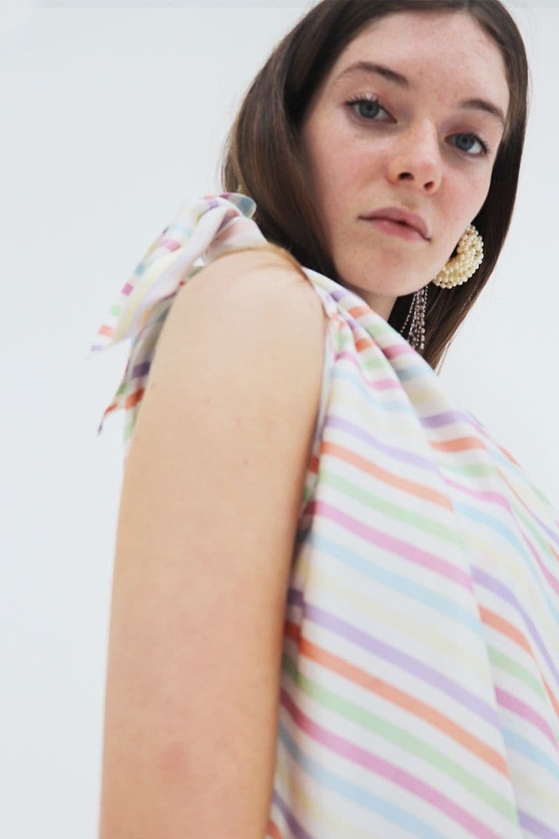 STRIPE CHARLOTTE SILK SQUARE SCARF AND ISLA SILK FRONT TIE PAREO SET