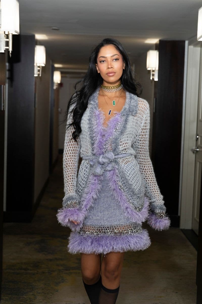 LAVENDER HANDMADE KNITTED MINI SKIRT