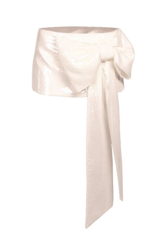 IVORY SEQUINS MINI SKIRT