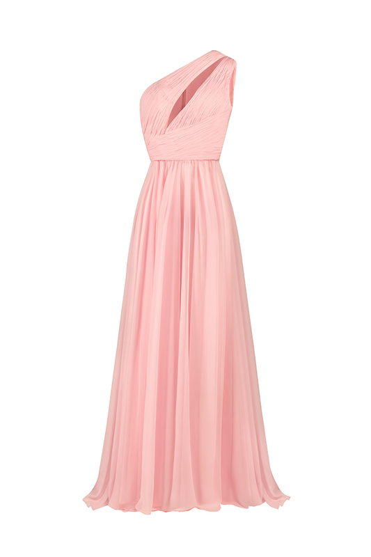 ONE SHOULDER DRESS IN BABY PINK