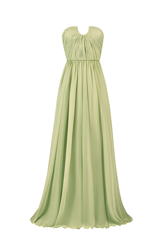 STRAPLESS GOWN IN LIGHT GREEN