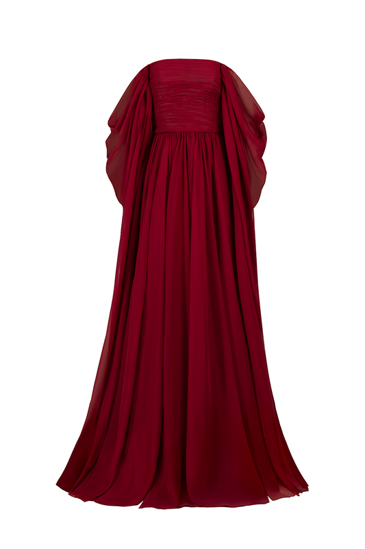 STRAPLESS GOWN IN RED