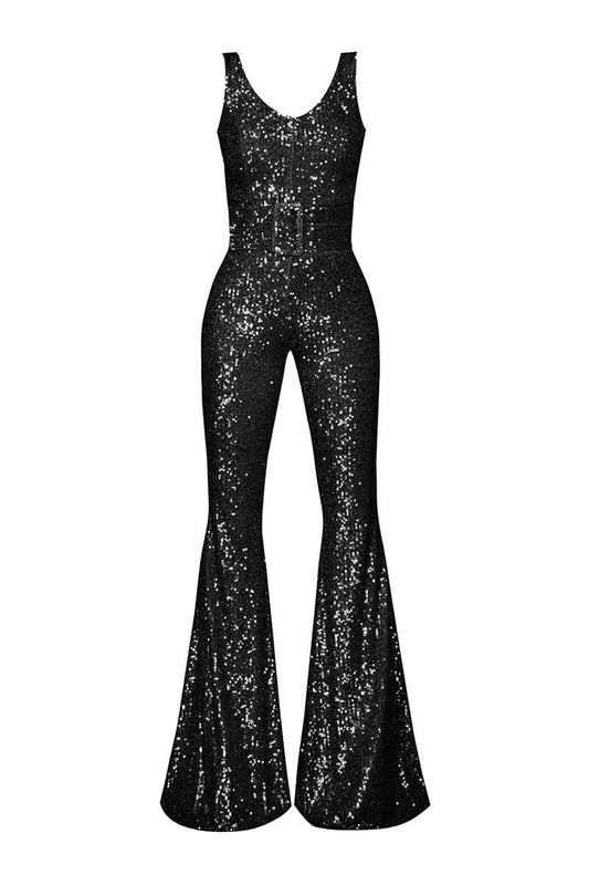 RIKA SEQUIN FLARE JUMPSUIT