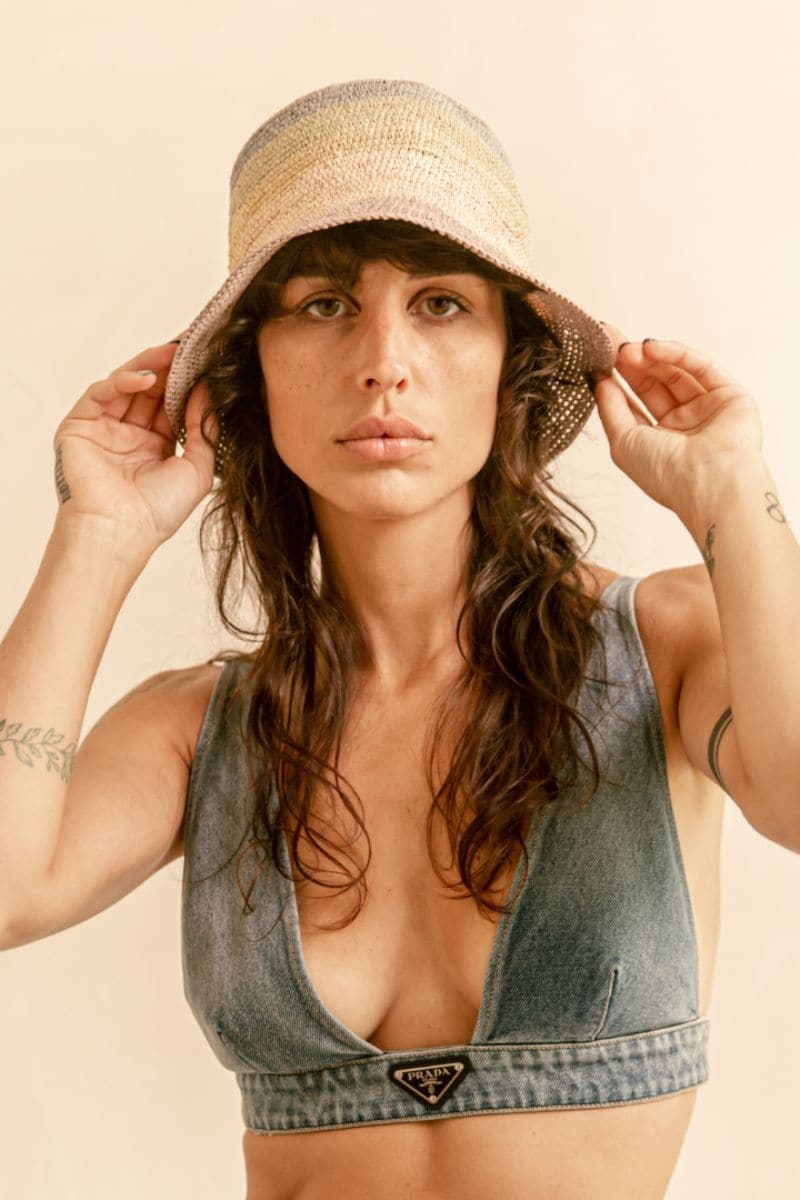 POPPY RAINBOW STRAW BUCKIET HAT