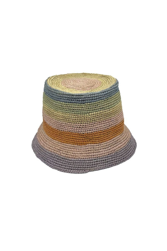 POPPY RAINBOW STRAW BUCKIET HAT
