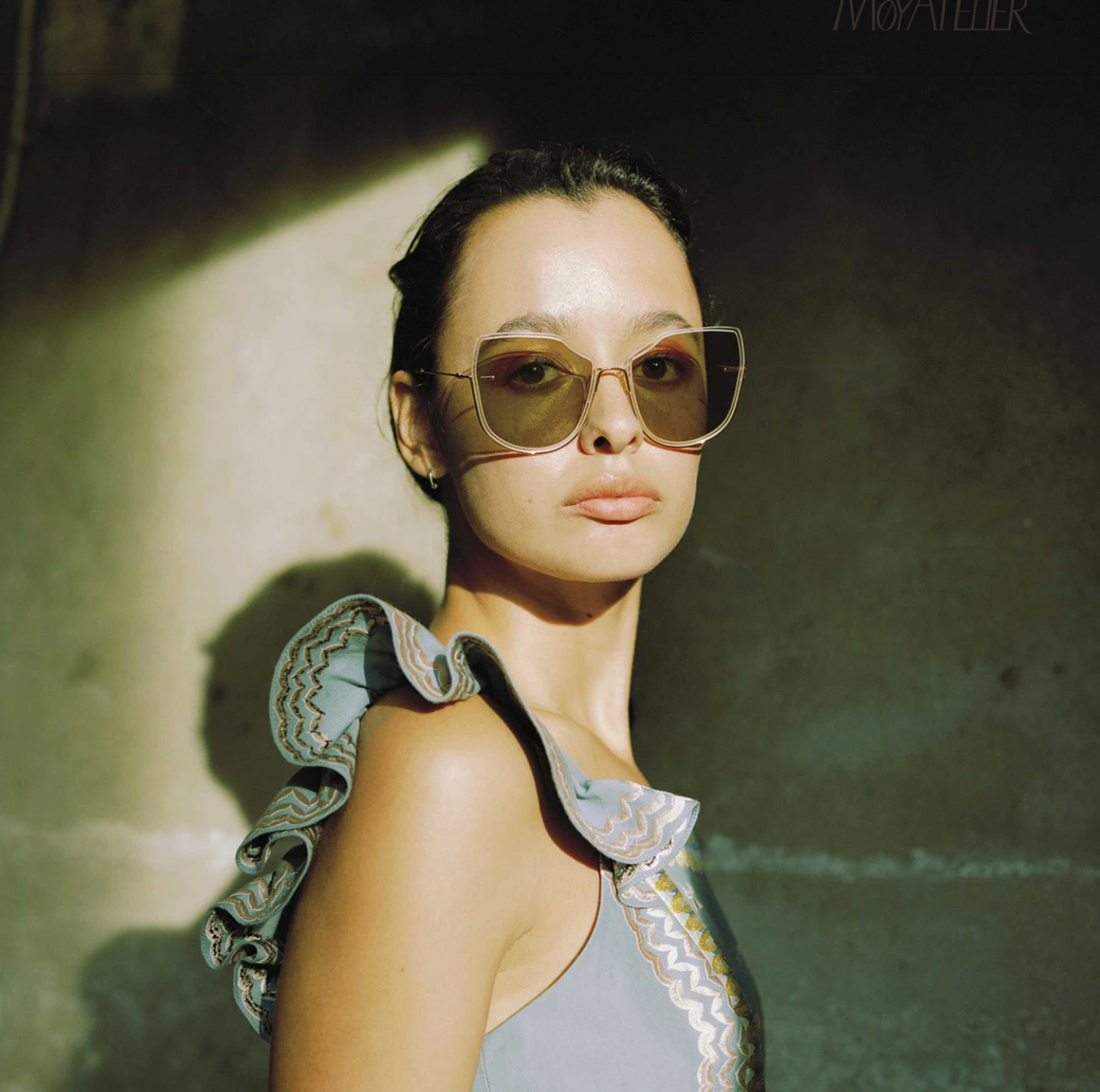 NOBODY'S DARLING 12K GOLD PLATED FRENCH ACETATE SAGE SUNGLASSES