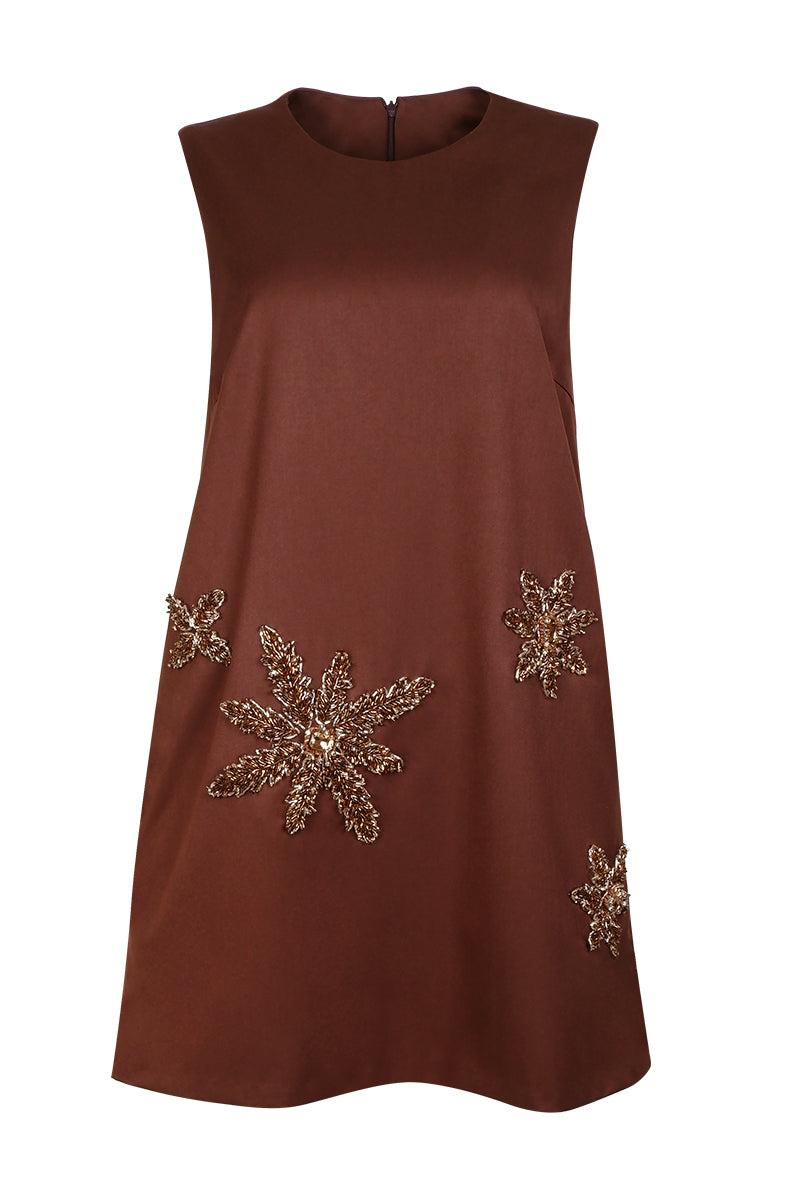 NAIRA MINI DRESS IN BROWN