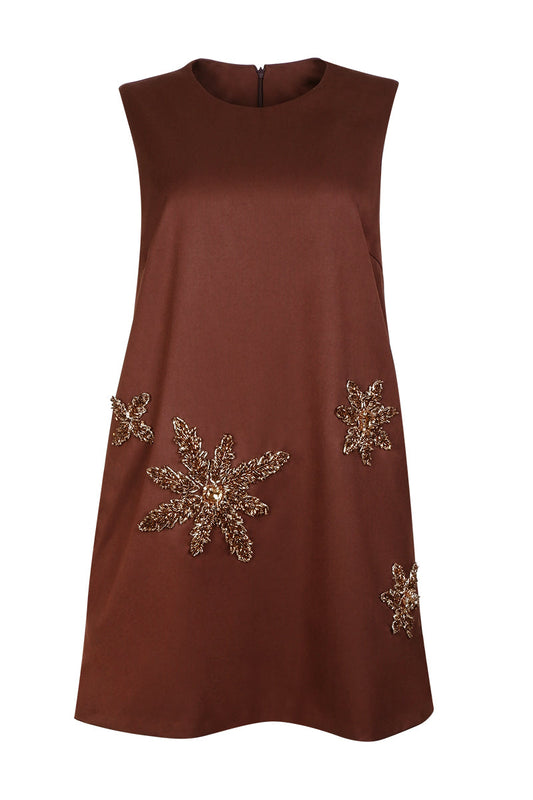 NAIRA MINI DRESS IN BROWN