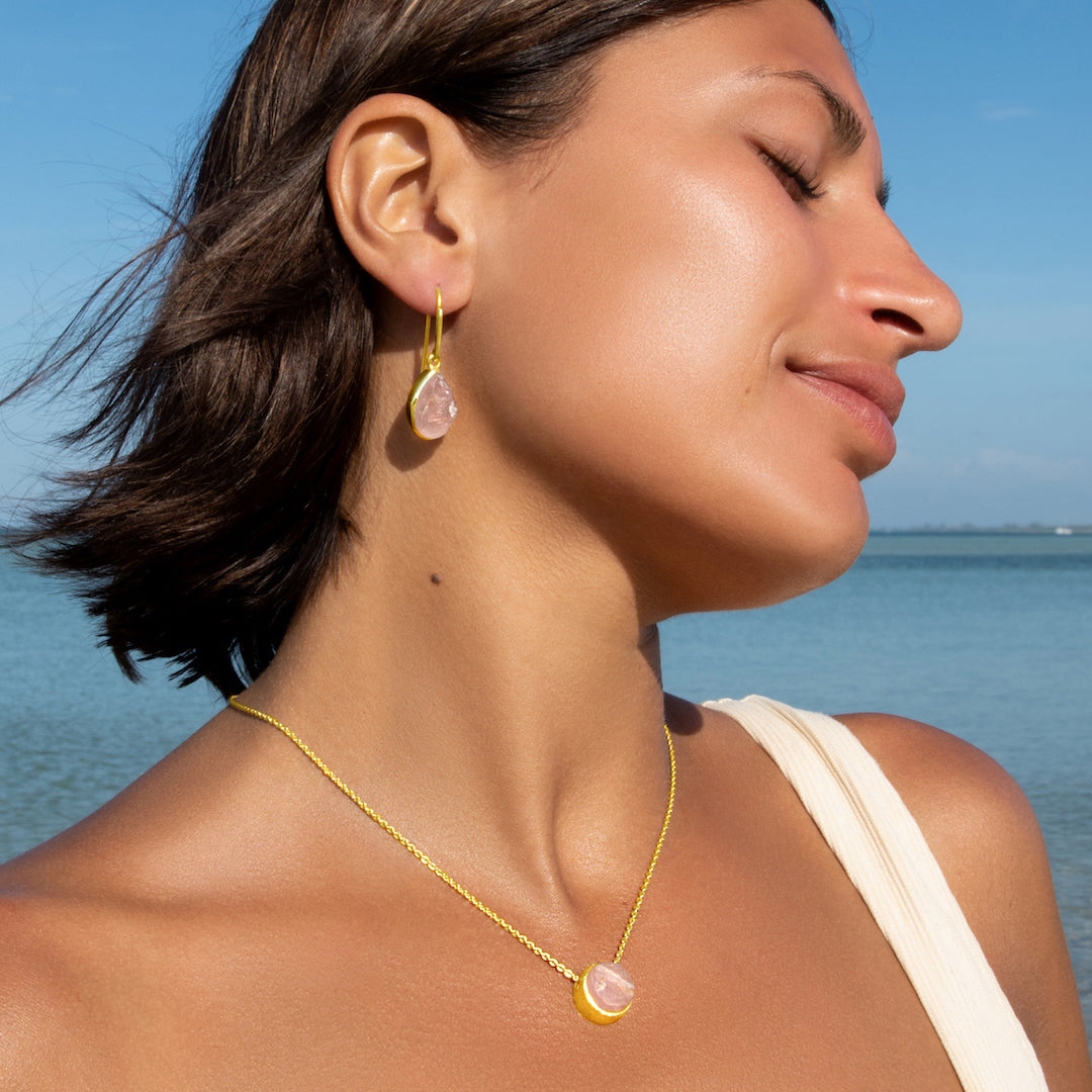 Lassanai Rose Quartz Teardrop Earrings