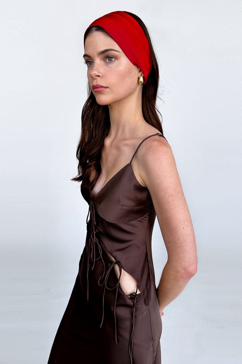 CLAUDINE NERO ROSE AND CRIMSON SILK HEADWRAP SET