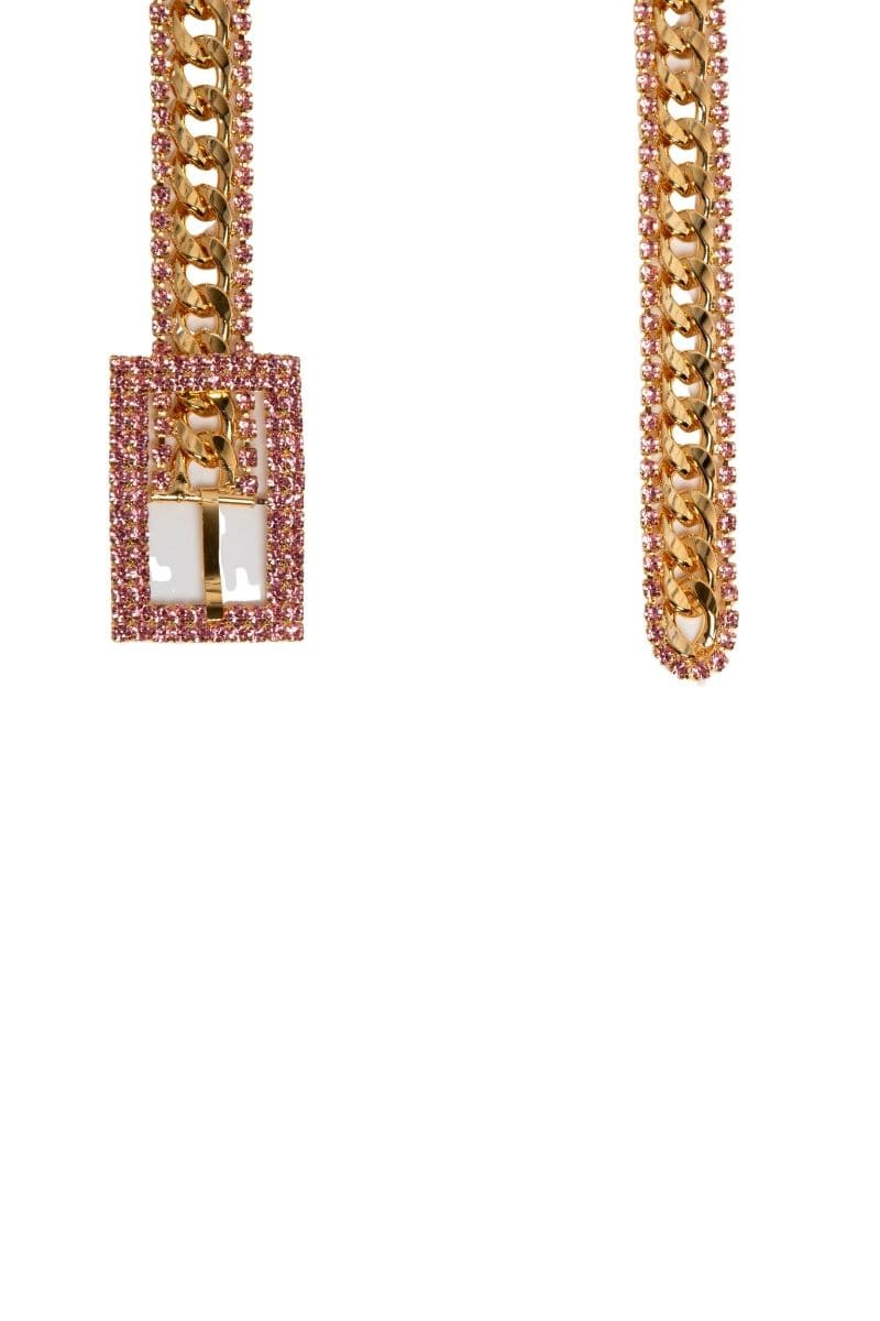 CRYSTAL EMBELLISHED CHAIN BELT WITH BIG BUCKLE