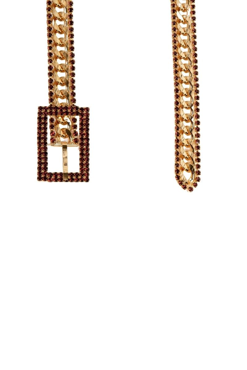 CRYSTAL EMBELLISHED CHAIN BELT WITH BIG BUCKLE
