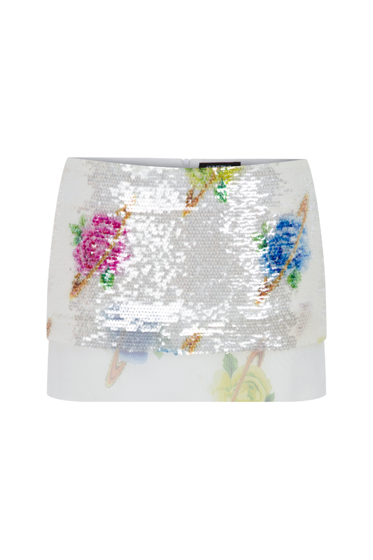 FLORAL PRINT LOW RISE MINI SKIRT
