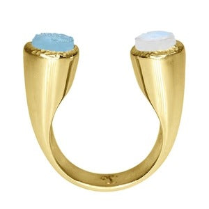 Aquamarine & Moonstone Stargazer Ring