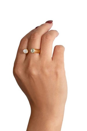 Aquamarine & Moonstone Stargazer Ring